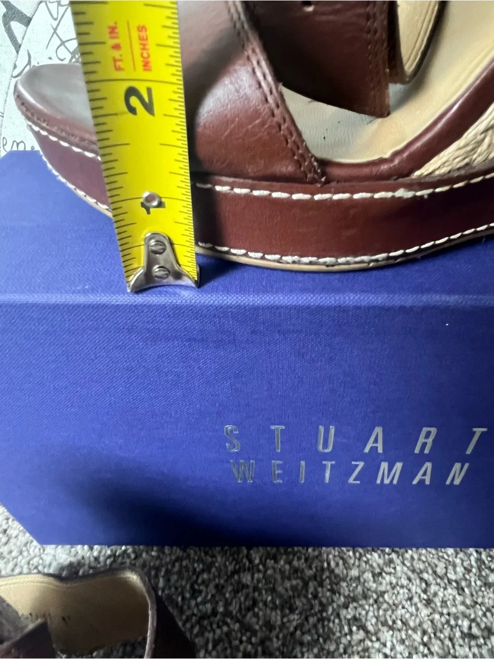 Stuart Weitzman Cognac Brown Leather Espadrille Wedge Sandals. Size 11 - Picture 16 of 16